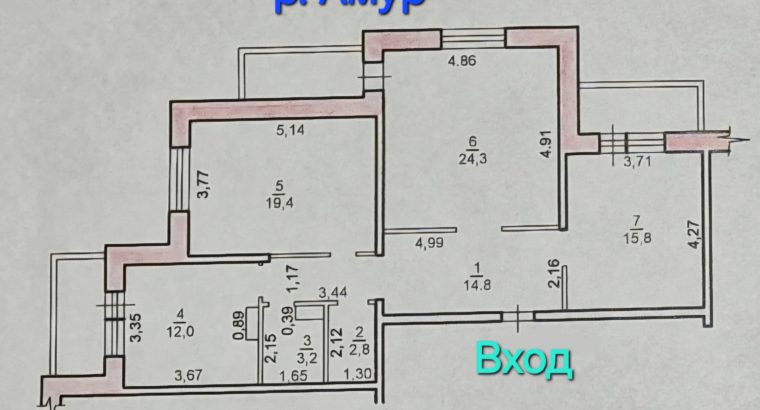 3-ком Уссурийский бульвар 24 Вид на Амур!